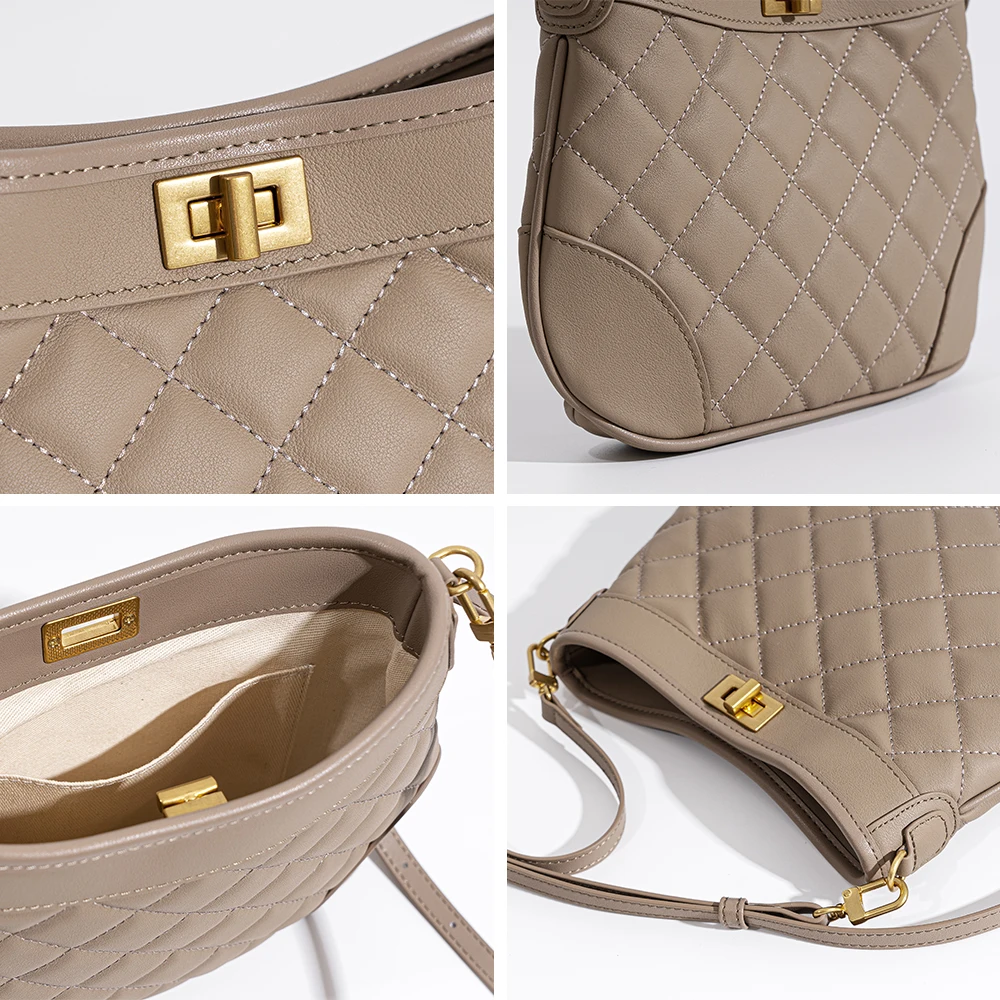 Top Layer Cowhide Lucky With Real Leather Underarm Bag For Messenger Ladies Hand Bags