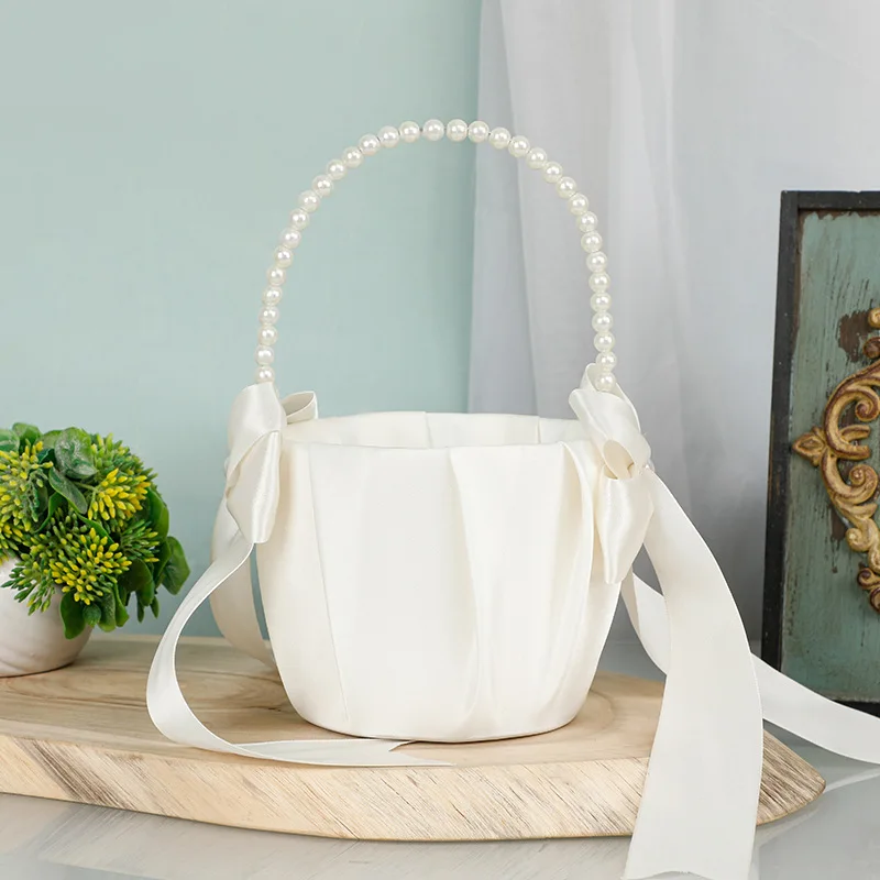 Wholesale wedding Flower Basket bride ring pillow Petals Basket Dancing Basket Props for wedding