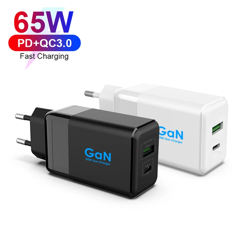 Сетевое зарядное устройство с двумя портами Usb Type-c 65 Вт QC 3