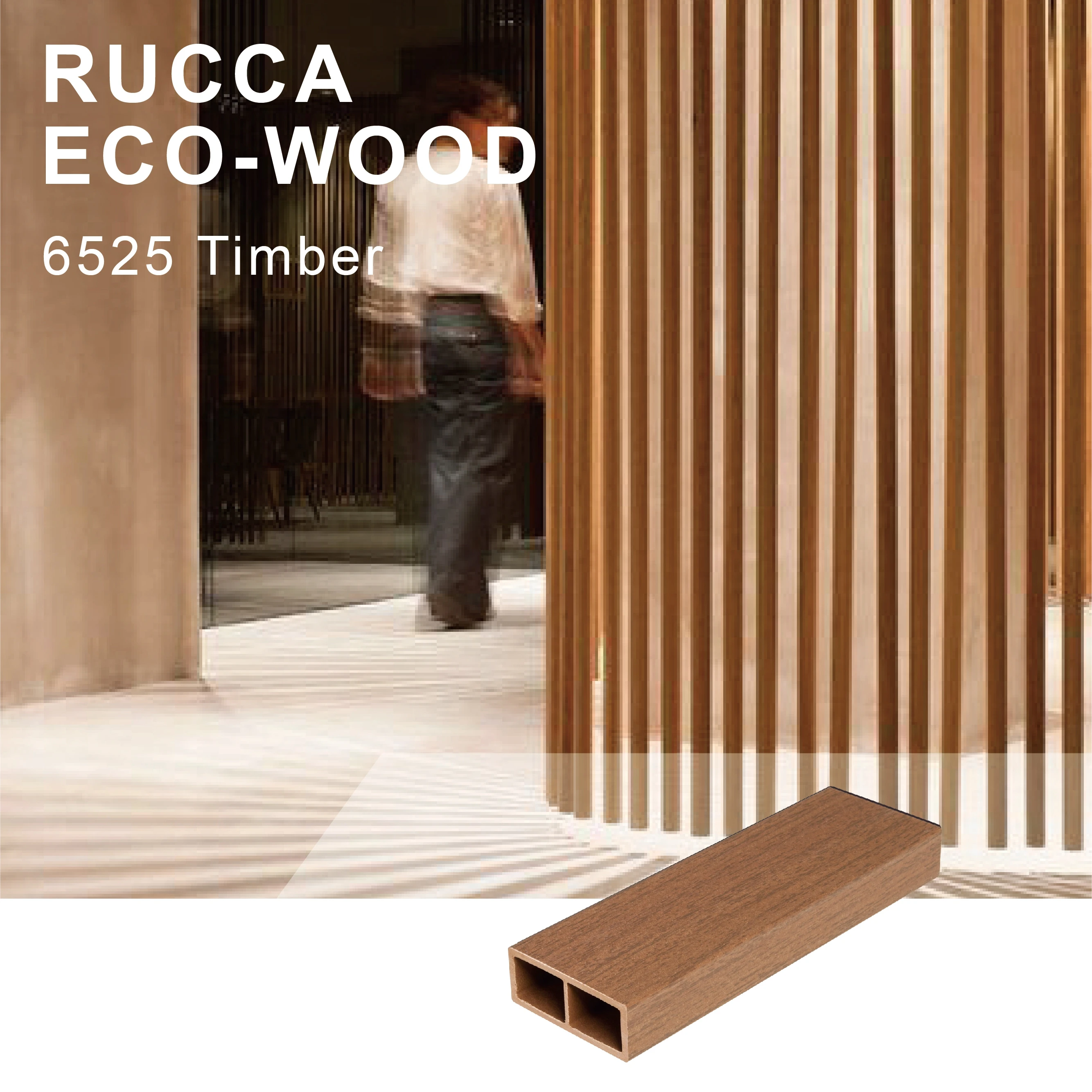 Plastic Composite Building Material PVC Ceiling Suspended Tiles Decoration Rucca Interior False Ceiling WPC Wood 65*25mm Strip