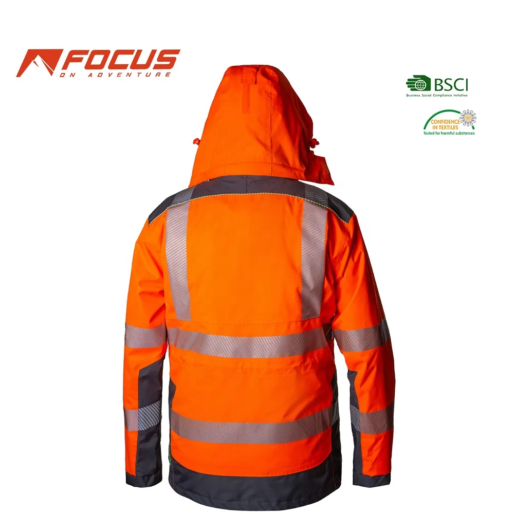 Mens Hi Vis Reflective Fluorescent Orange Safety Workwear Jacket FR 2 in 1 Hi-viz Safety Jacket