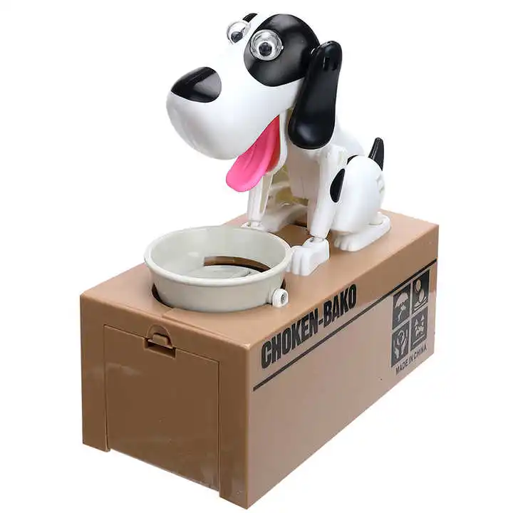 Wholesale Custom Automated Puppy Stealing Coin Bank Money Box unbreakable electronic plastic dog piggy bank for Kids