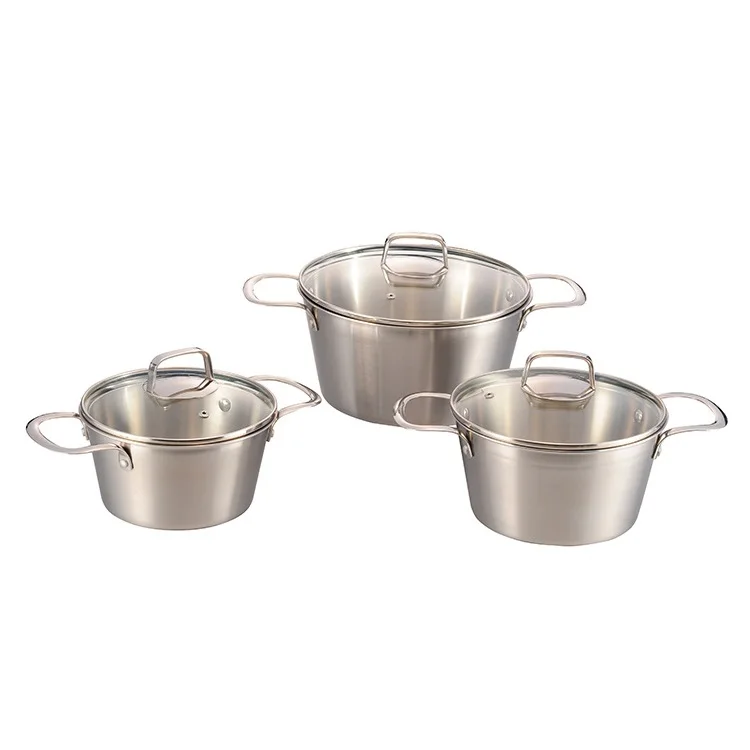 Manufacturer Cookware 6PCS Tri Ply Cookware Set Italian Stainless Steel Cookware