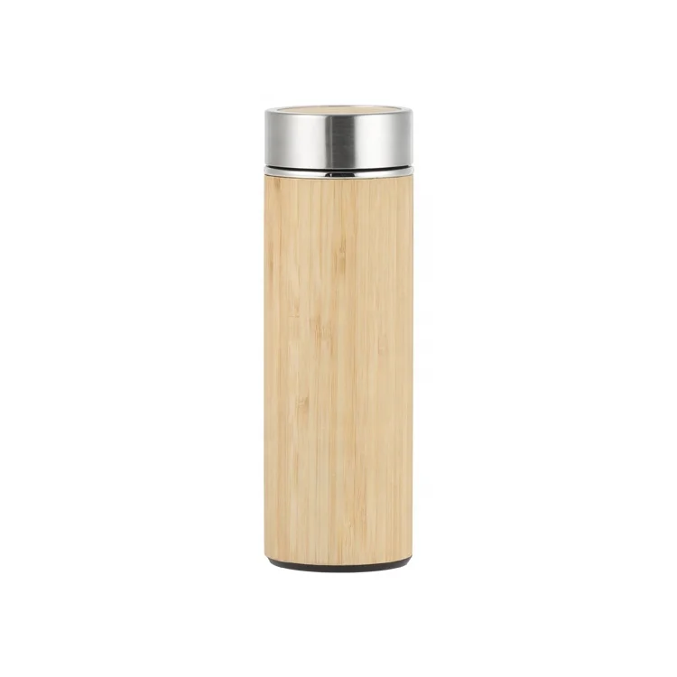 400ml Bpa Free Eco Friendly Double Wall Stainless Steel Bamboo water Bottle