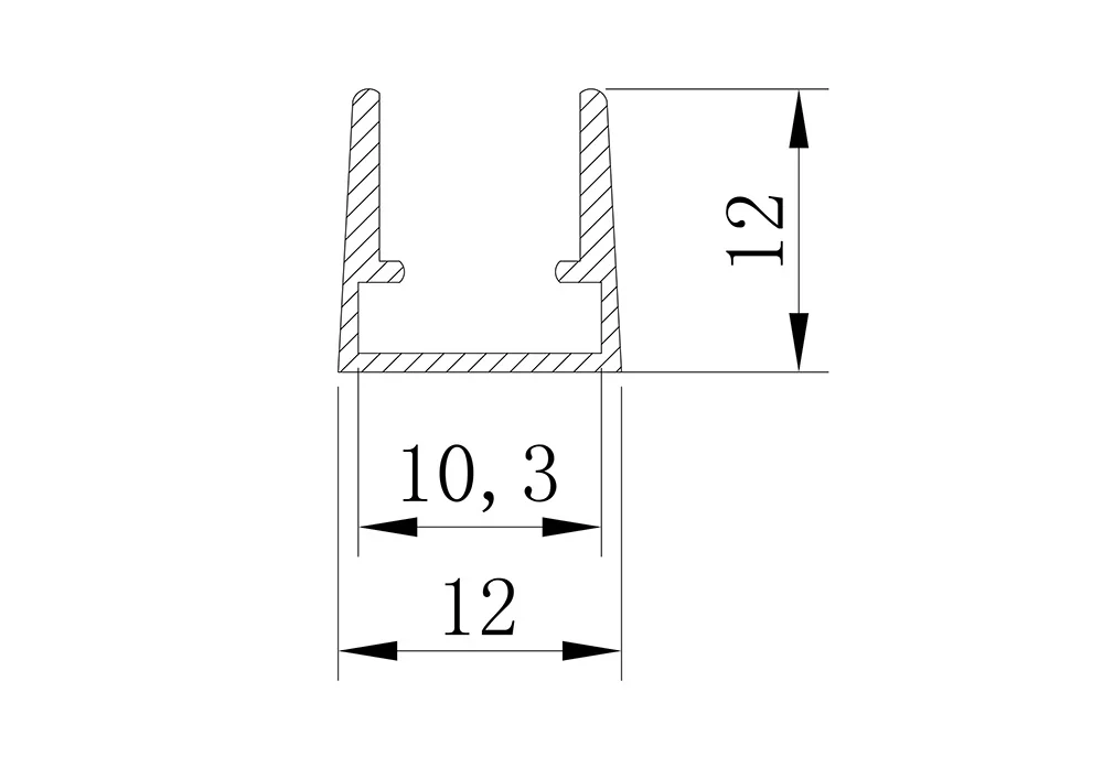W12 x H12 mm Quality aluminum profile led lighting for inserting tempered glass