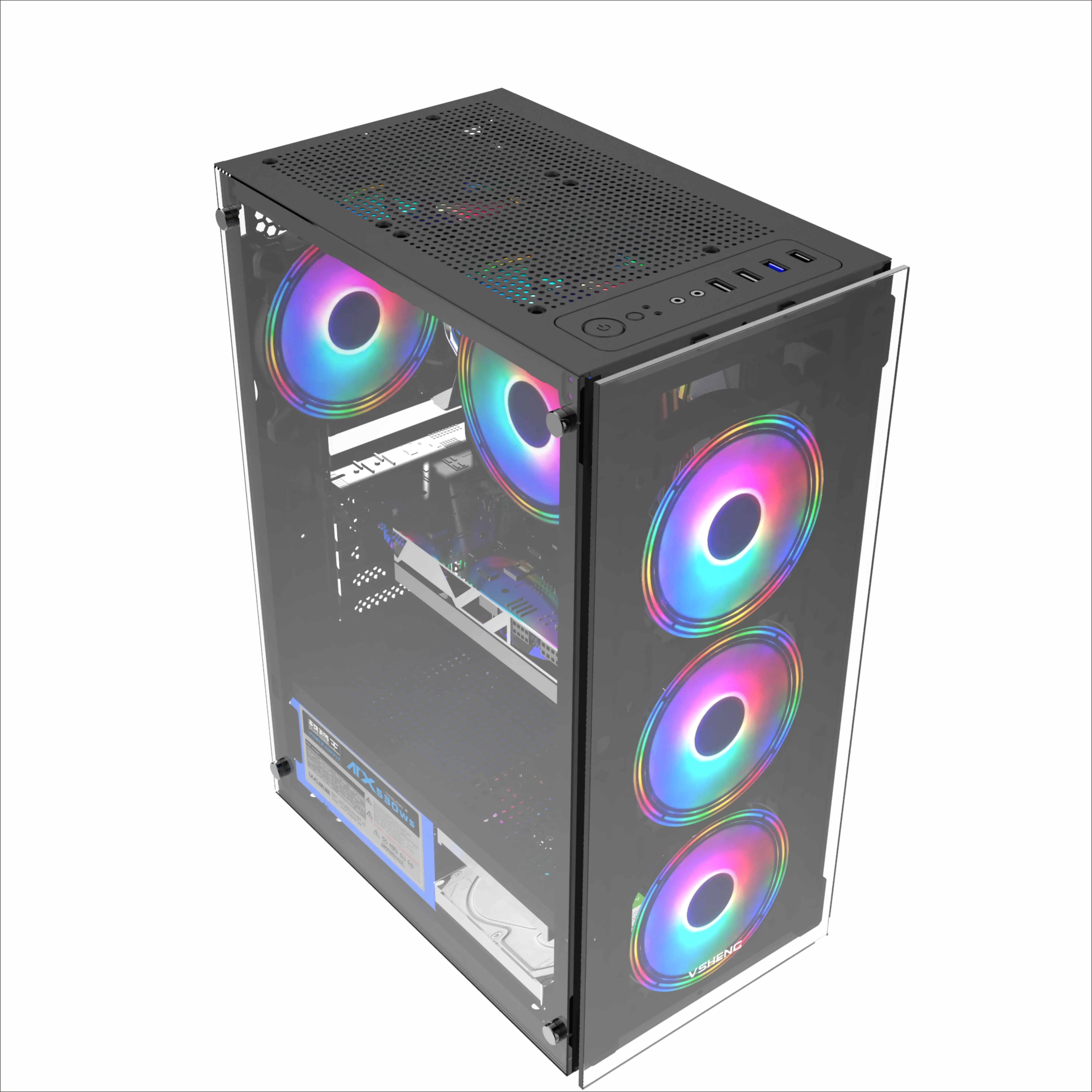 2021 SECC Mid Tower PC Computer Case RGB Tower