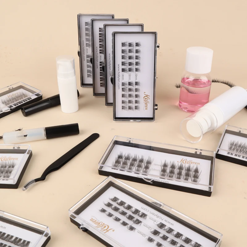 Hollyren Pre Cut Lashes Easy Wear Diy Eyelash Extensions Bond and Seal Wholesale Individual Mink Eyelash Extensions