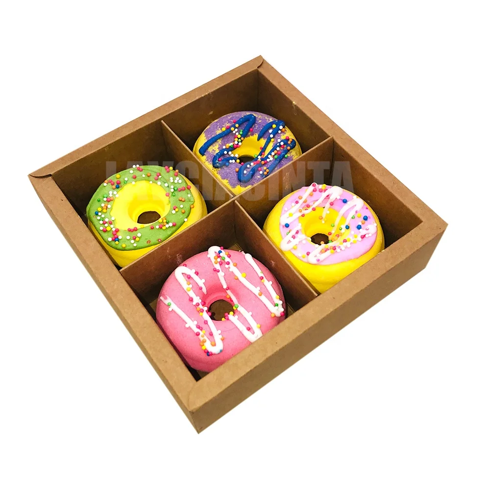 6 pieces  natural handmade large size donut bath bombs set with essential oils moisturizing aromatherapy for valentines