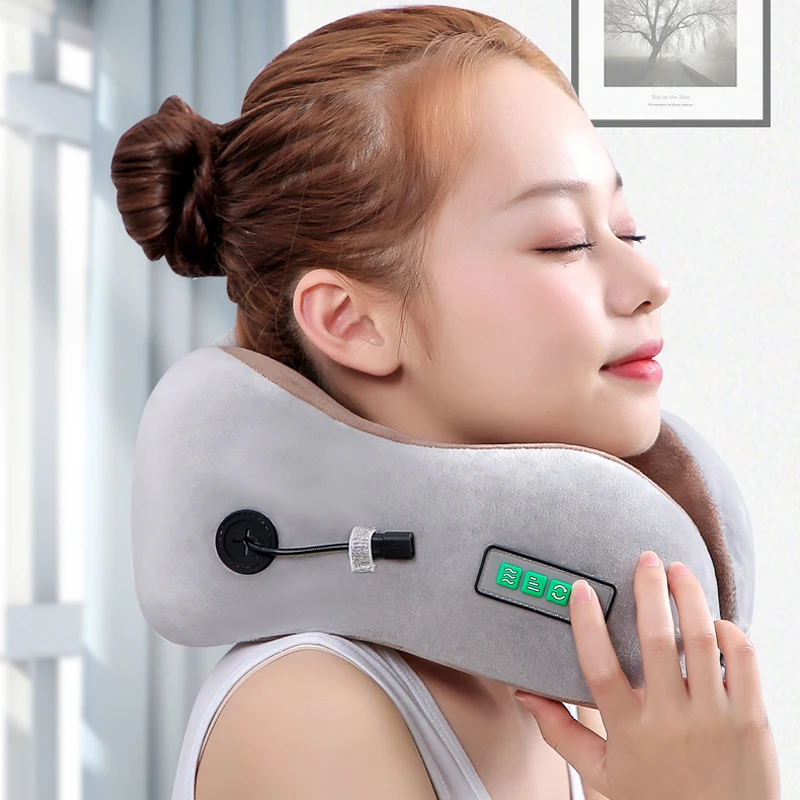 U Shaped Kneading Neck Massager Colorful Pillow Rechargeable Massage Pillow Travel For Car Home