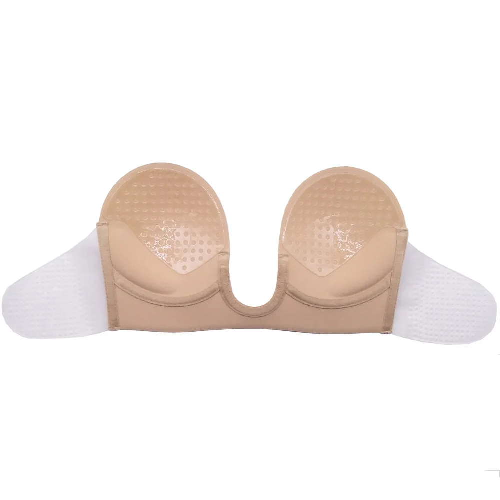 Plus Size Silicone Adhesive Bra Invisible Lift Strapless Backless Plunge Push Up Sticky Bra