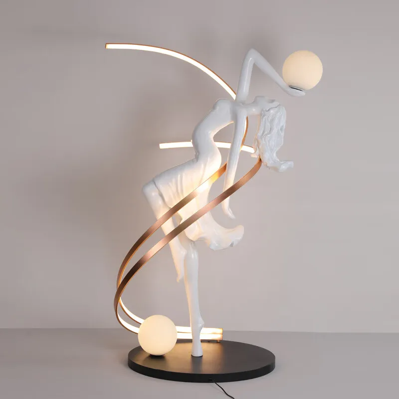 Элегантная скульптурная светодиодная Напольная Лампа из смолы