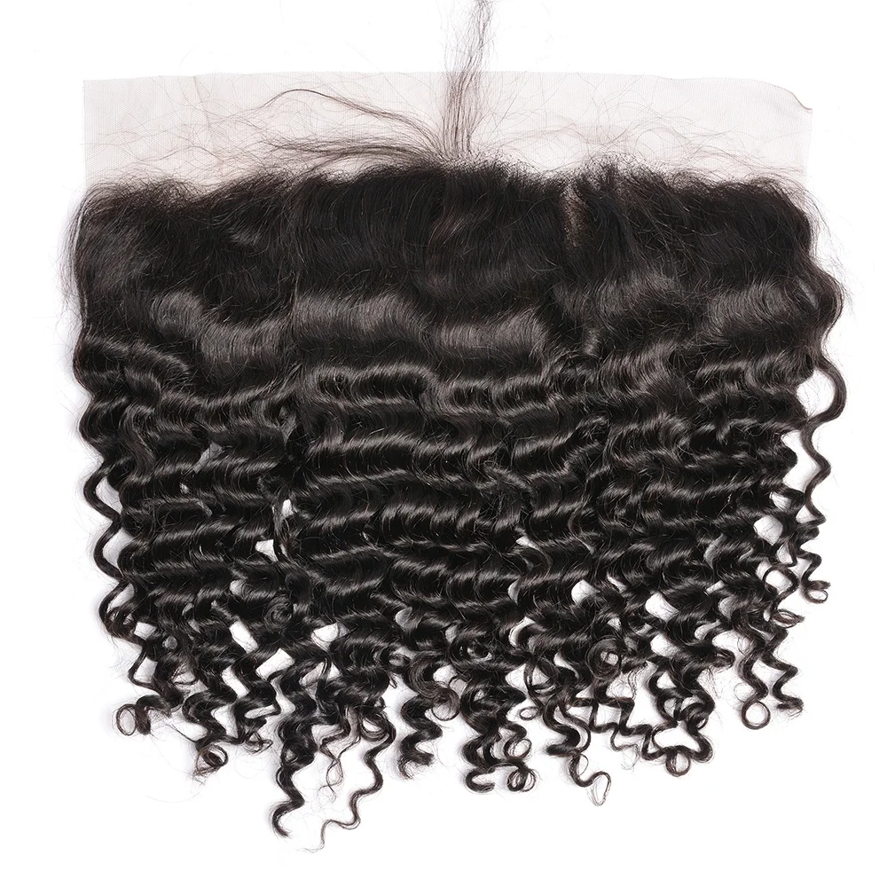 Hot selling top quality 13*4 and 13*6  deep wave  swiss lace frontal Brazilian human hair for black women