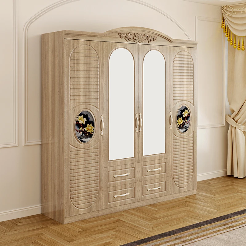 hot sale 4 doors plastic board wardrobe kids  modern bedroom wardrobes 2 meter customized wooden  wardrobe furniture
