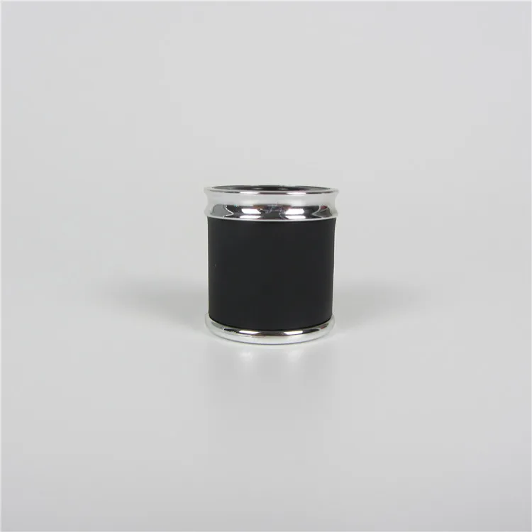 silver UV and black rubber decorated PP insert add iron perfume cap for perfume bottle