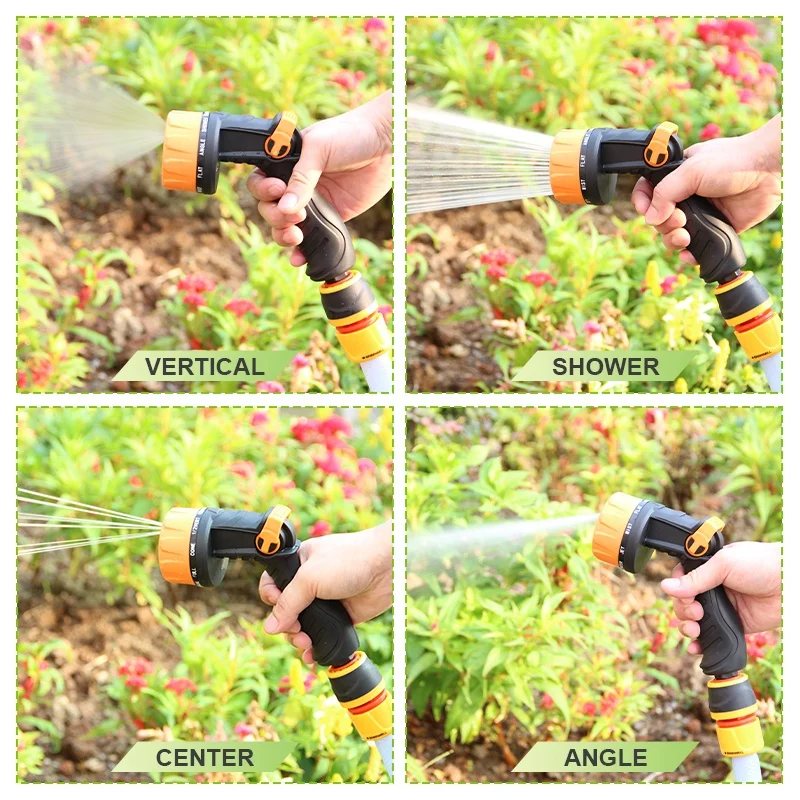2024 Upgraded High Pressure Anti-Oxidative Metal Garden Water Nozzle 10 Adjustable Thumb Control Garden Hose Nozzle Sprayer Gun