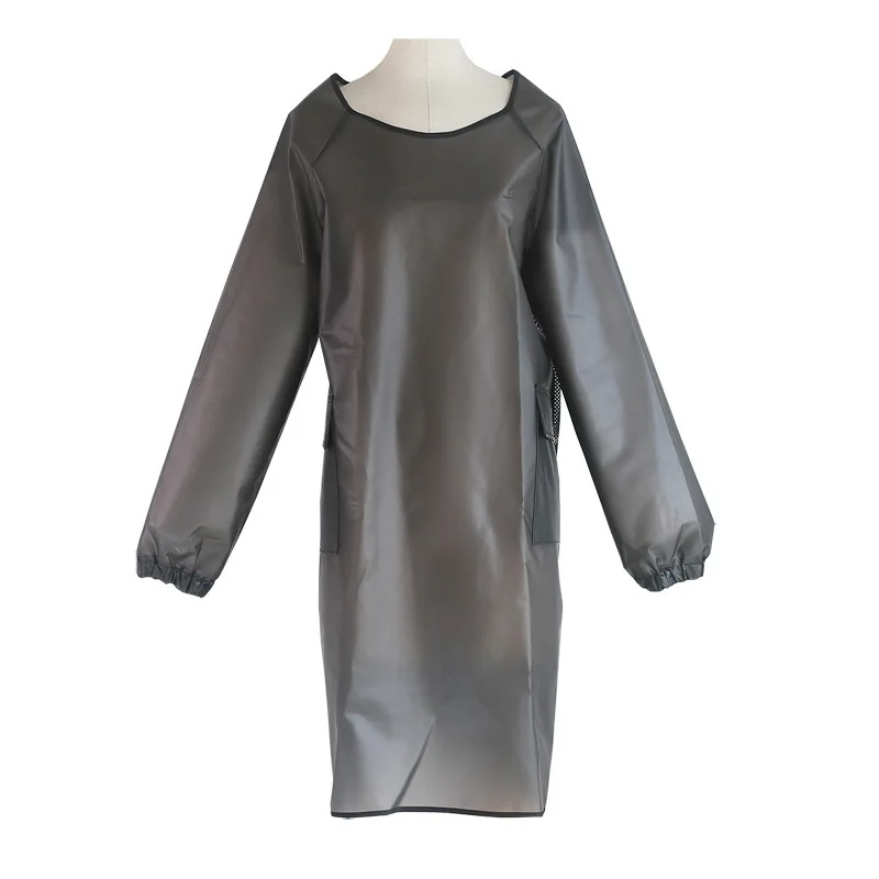 Translucent waterproof smock pet shop beauty car wash long sleeved TPU Kitchen Apron