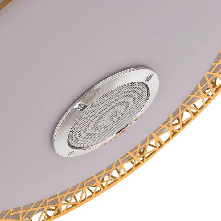 42inch Invisible Ceiling Fan Bluetooth Speaker Remote LED Lamp 4 Retractable Blade Chandelier 3 Color Changing LED Pendant Light