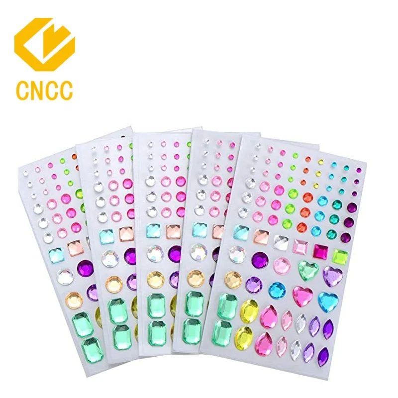 Multicolor Custom Shape Self Adhesive Hotfix Rhinestone Sticker Sheet Gem Acrylic Rhinestones Sheet Sticker For Decoration