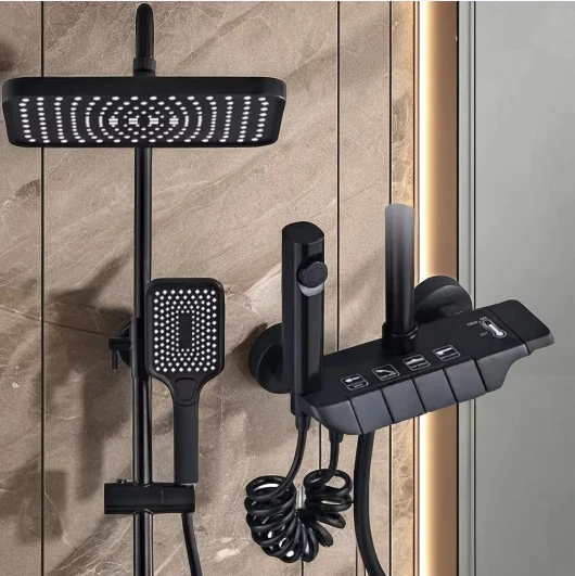 High Quality Gun Grey Stainless Steel Shower Set 5-Year Warranty Modern Hot Cold Rain Shower Faucet Hand Wash Bathroom Basin