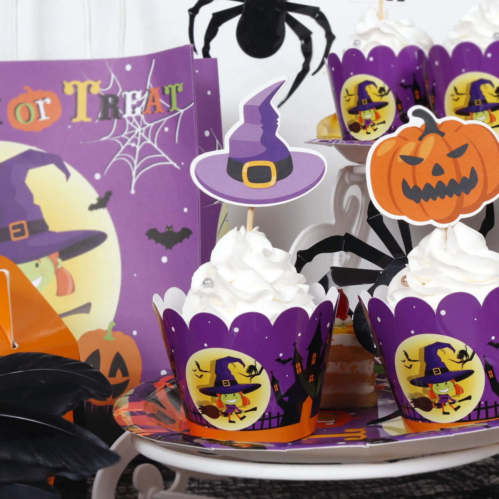 Pafu День мертвых товары для вечеринок обертка кексов и топперы вставки тортов Хэллоуина украшения вечеринки