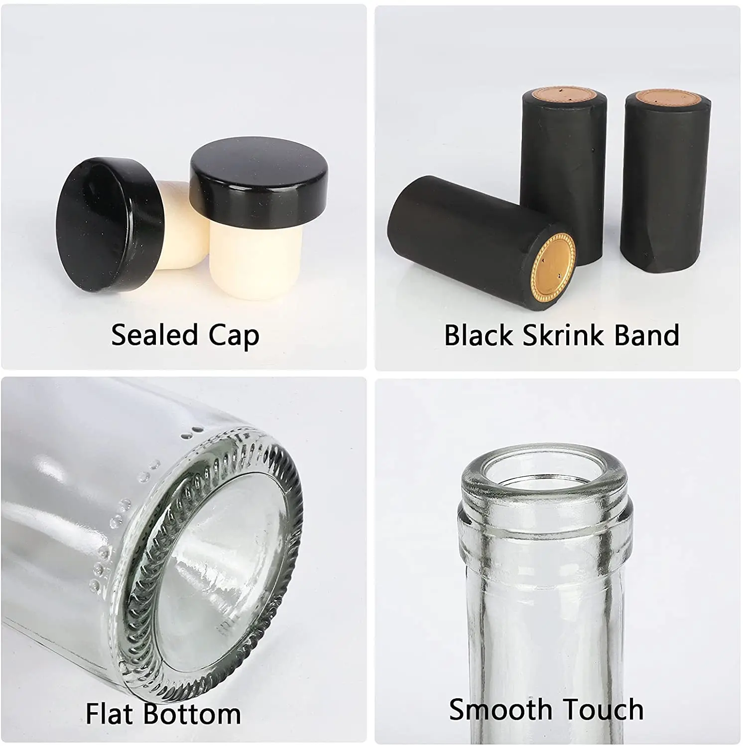 500 ml/16 oz Clear Glass Bottles With Cork Lids & Seal Shrink Capsules Caps,Home Brewing Wine & Juicing Bottles For Bordeaux Win