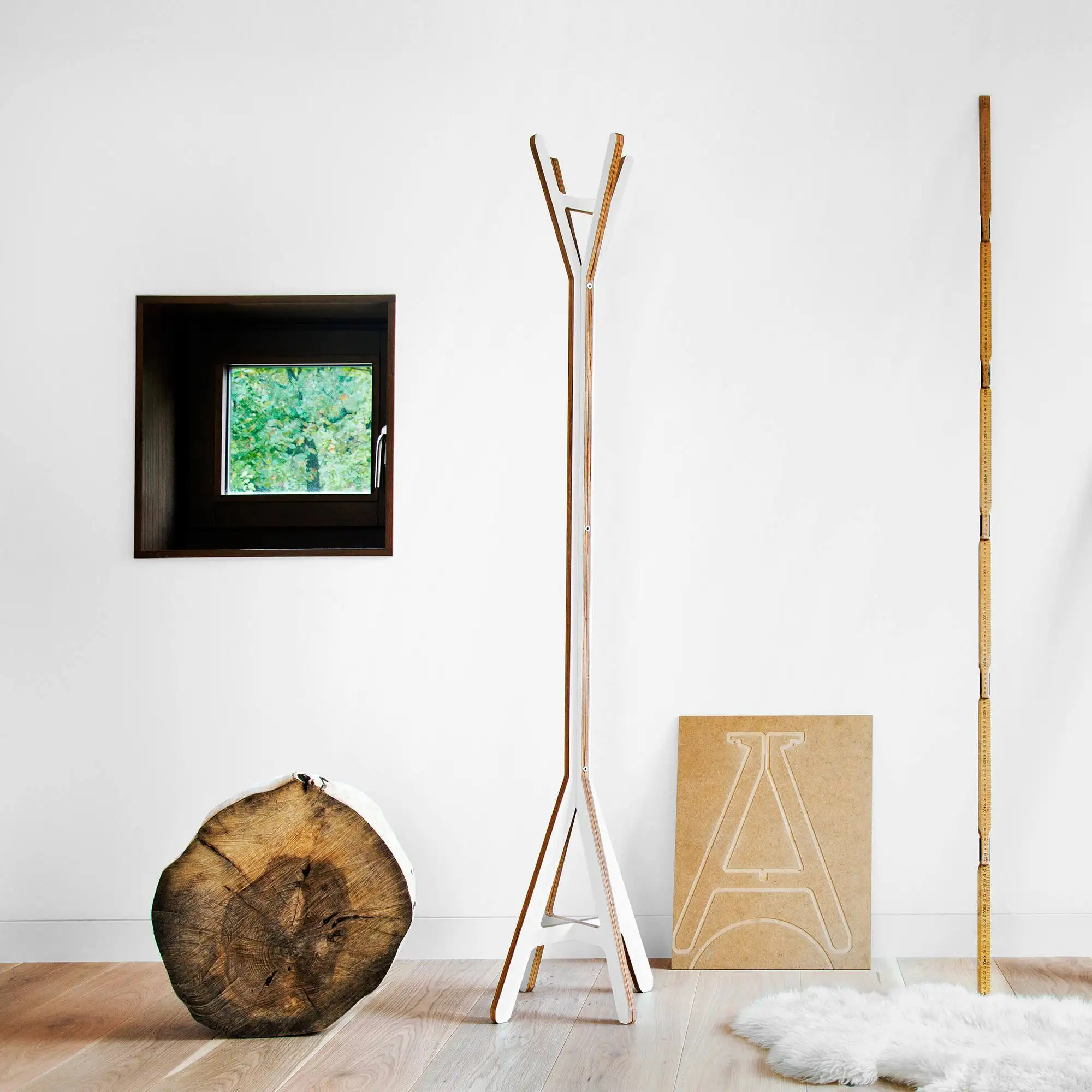 Living Room Furniture Cloth Hanger Rack Quality Tree Shaped Wooden Diy Free Standing Coat Rack