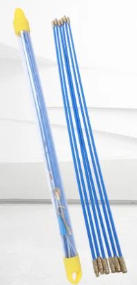 Hot selling Fiberglass Electrical Connectable Fish Tape Pull Kit Cable Rod Set with Hook and Hole Kit in Transparent Tube