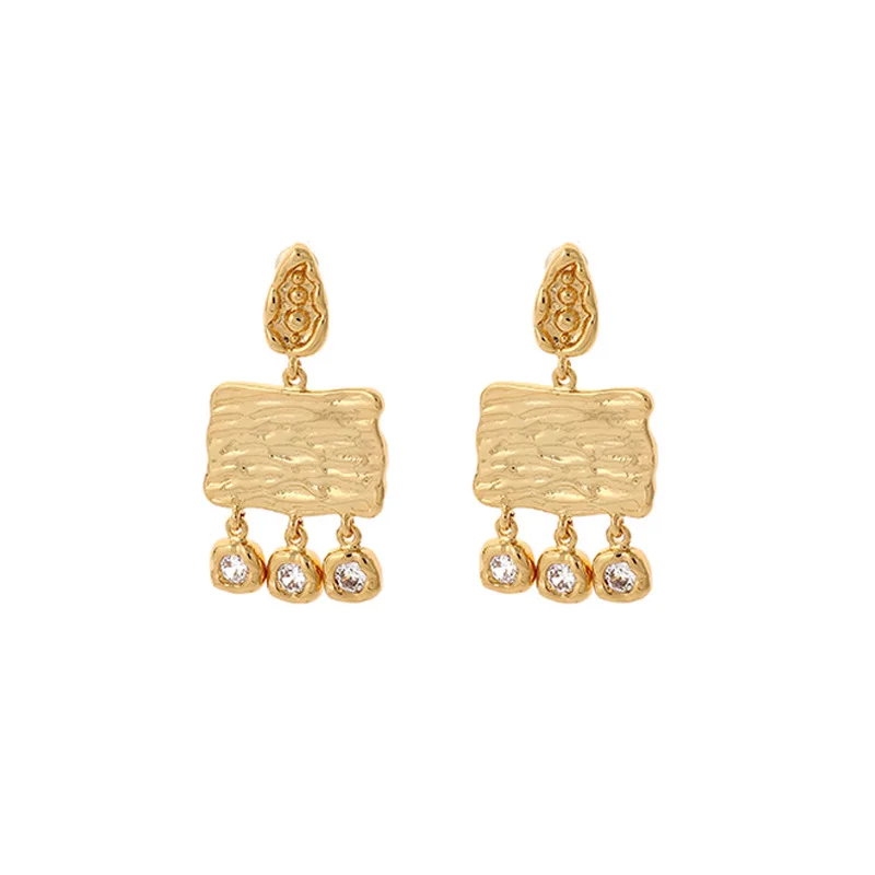 elegant personalized earrings light luxury niche bohemian style personalized gold nugget earrings gold filled stud earring