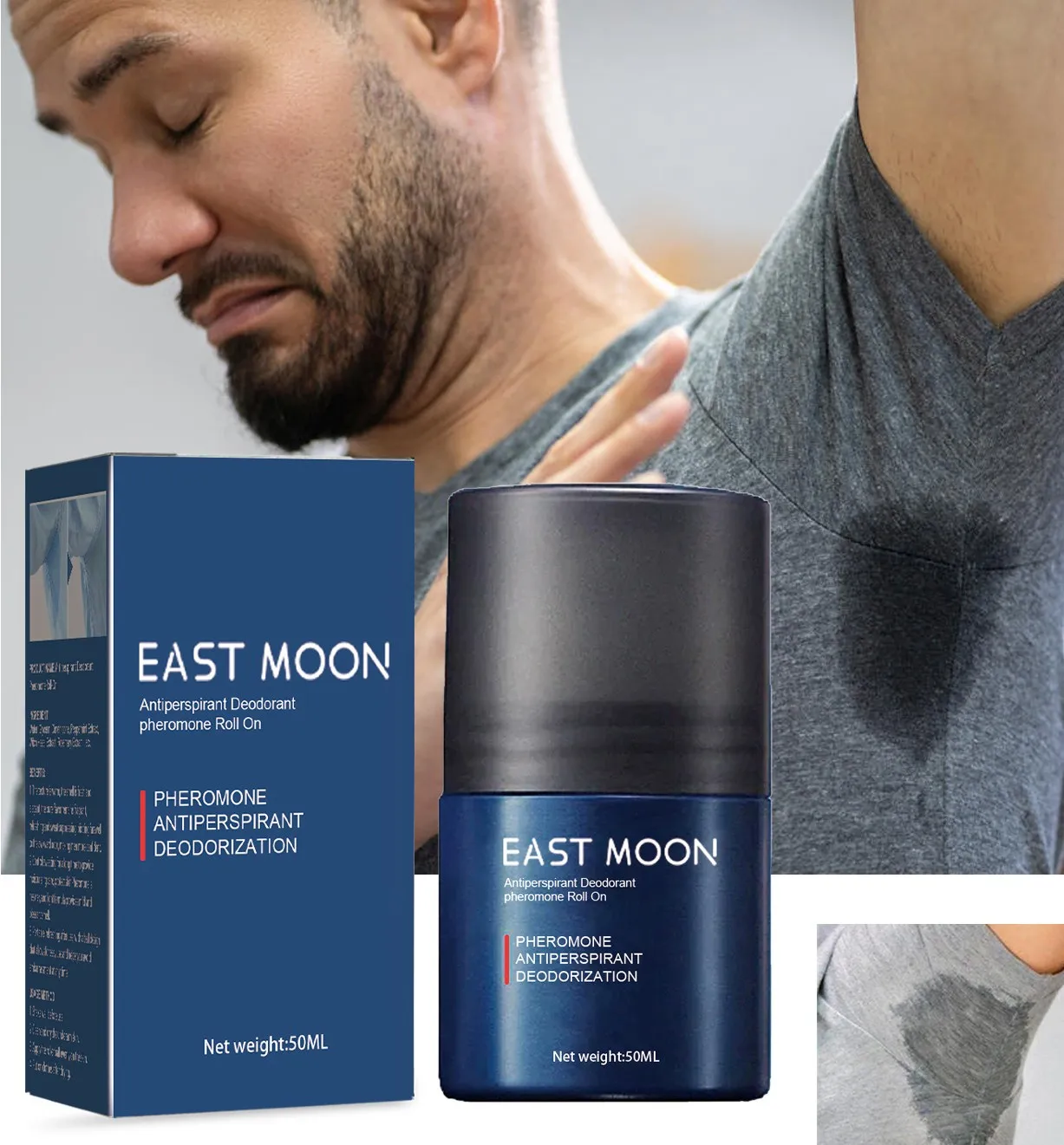 East Moon Antiperspirant sweat-suppressing Deodorant ball Clean body underarm odor Sweat odor body odor dry long-lasting care
