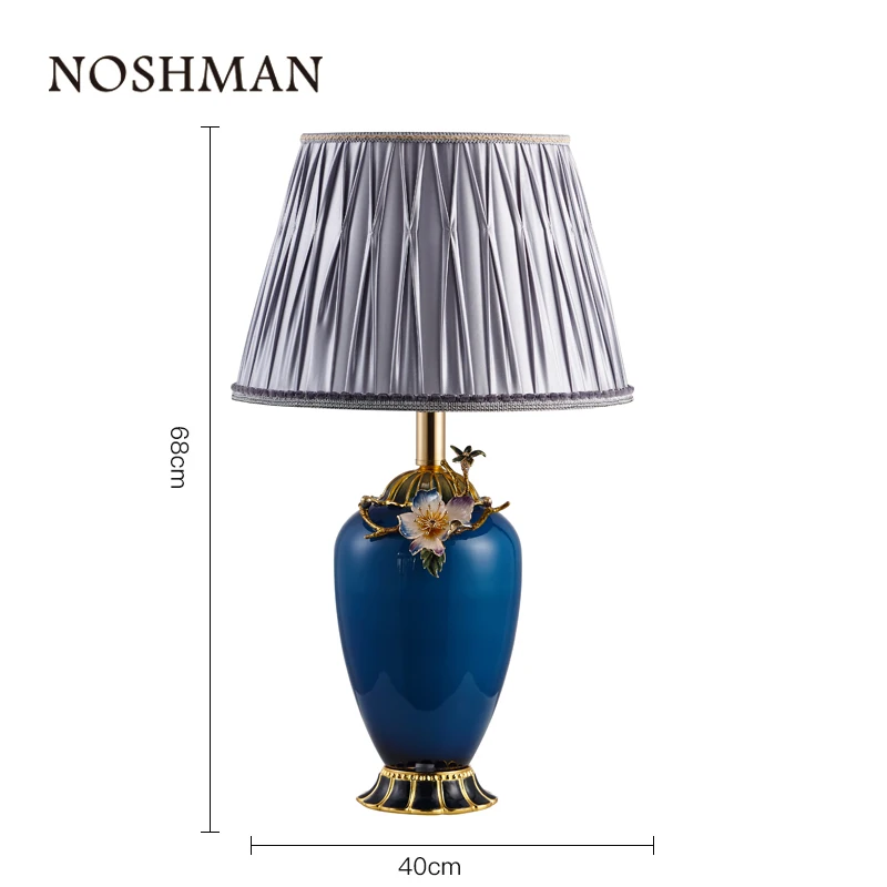 NOSHMAN Lampara de mesa Living Room Bedroom Bedside Lamp Stained Enamel Glass Vase Table Lamp