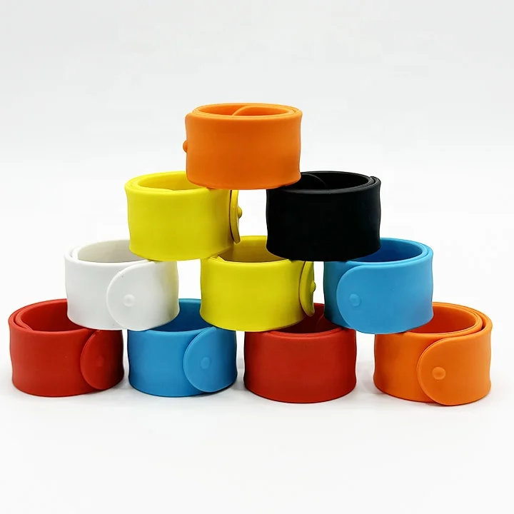 Custom Print Logo Wide Slap Silicone Band Rubber Snap Wristband
