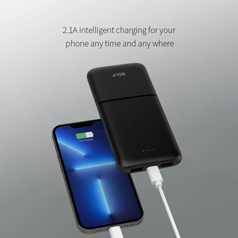 GOLF Wholesale Phone Charging Accessories High Capacity Lithium Cellphone Charging Case Mini Size Factory Power Bank 10000mah