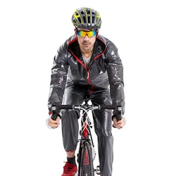 Black Transparent Waterproof Raincoat Fabric For Bicycle/ Cycling Wear with Reflective Tape Windproof Jacket