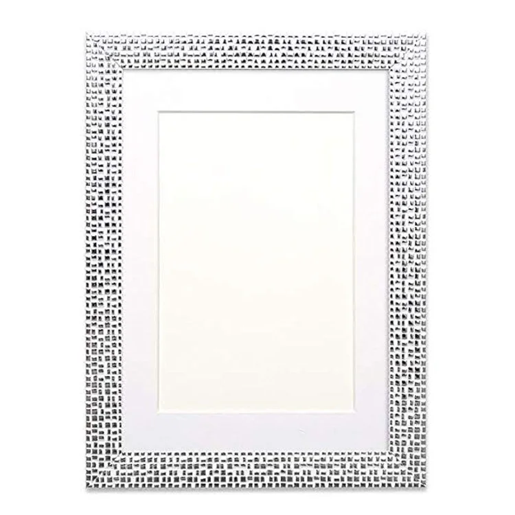 Fashion Colors and Multiple Sizes Flat Bright Modern Black Bling Picture Frame With White Mount