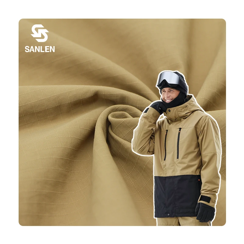 Waterproof In Stock Rip Stop 0.5cm 5mm Windbreaker Jacket 100% Nylon Taslan Ripstop Fabric For Ski Suit