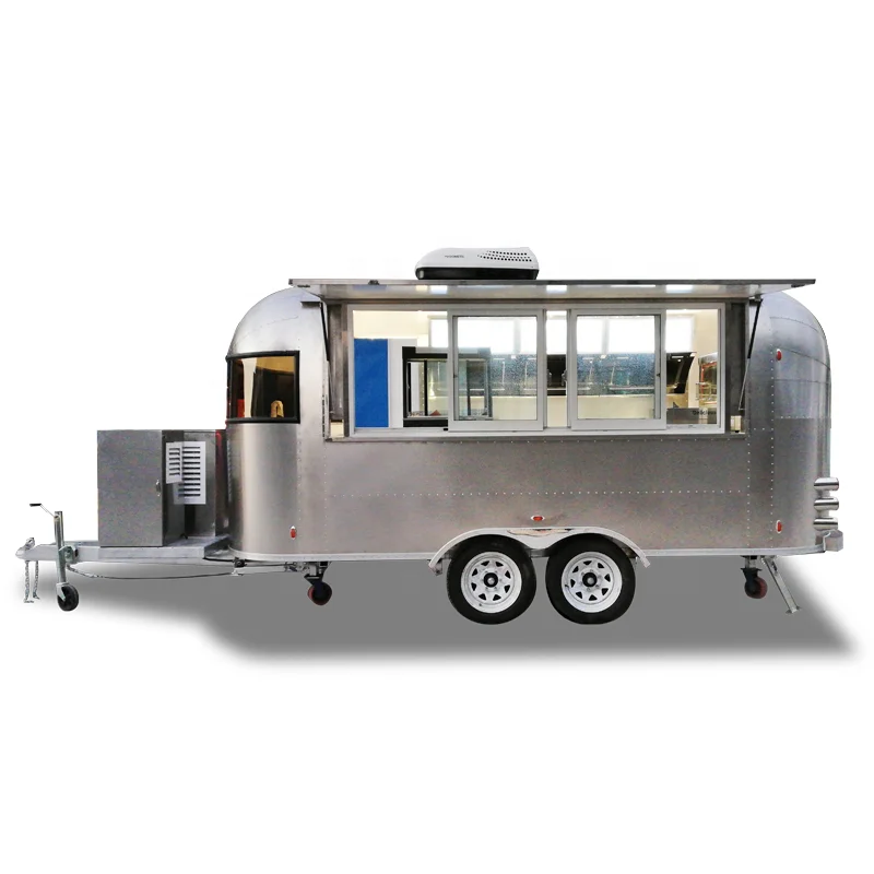 Фургон Yowon из матовой нержавеющей стали airstream с закаленным стеклом, тележка для фаст-фуда с генератором, тележка для закусок