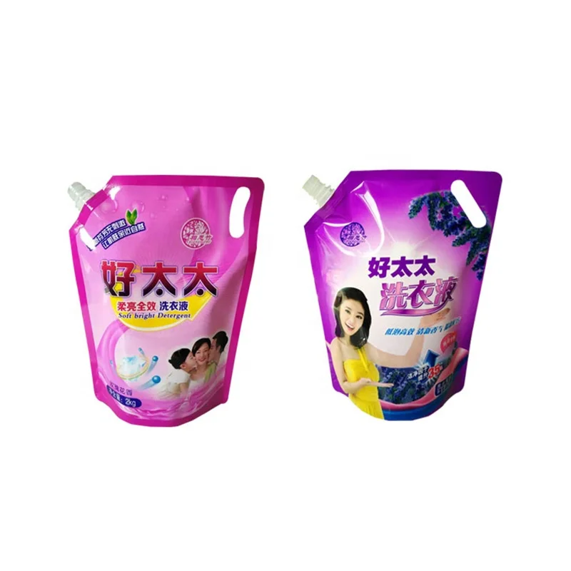 Laundry Detergent Liquid Packaging Pouch Custom Plastic Stand Up Spout Bag For Liquid Soap