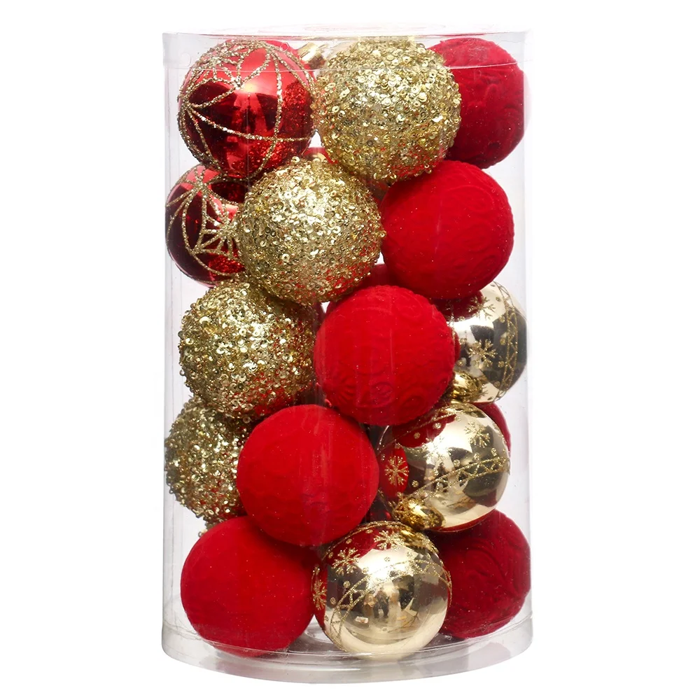 New Arrival 6cm 25pcs per PVC tube PS Material Christmas Ball Hanging Ornaments Decorations Bola de navidad