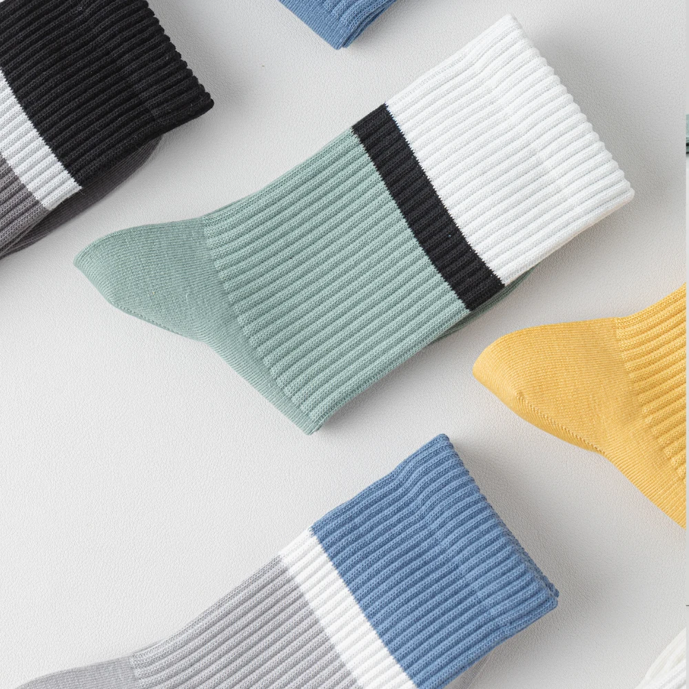 OEM seamless toe drop shipping Sock Men business Chaussettes cotton socks Customize stripe Unisex Crew Socks