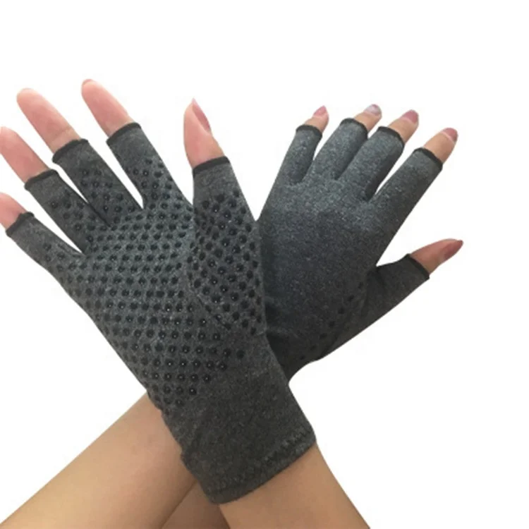 
Half finger gray copper fiber Joints Compression Wholesale Custom Therapeutic Copper Compression Arthritis Arthritis gloves 