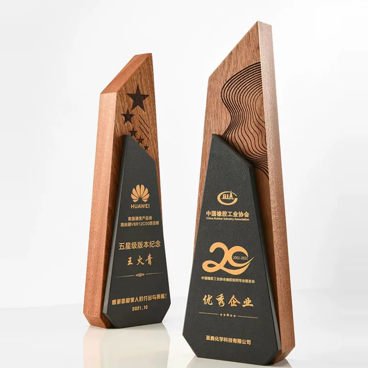 Wooden Trophies Awards Plaques Customized solid wood for creative marble trophies and medals
