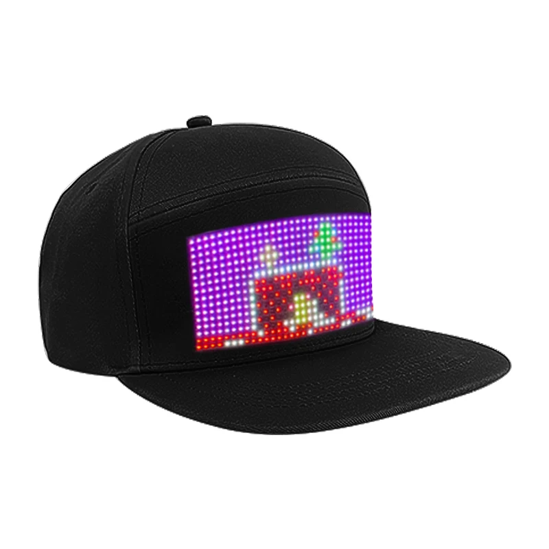 Led flashing baseball cap programmable led cap glow instagram halloween light up luminous led golf hat