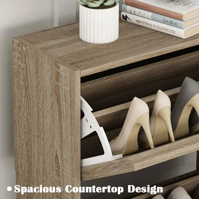 Factory Wooden Shoe Rack Storage Cupboard Organizer shoe cabinet with 3 fold--out door Shoe Cabinet Furniture