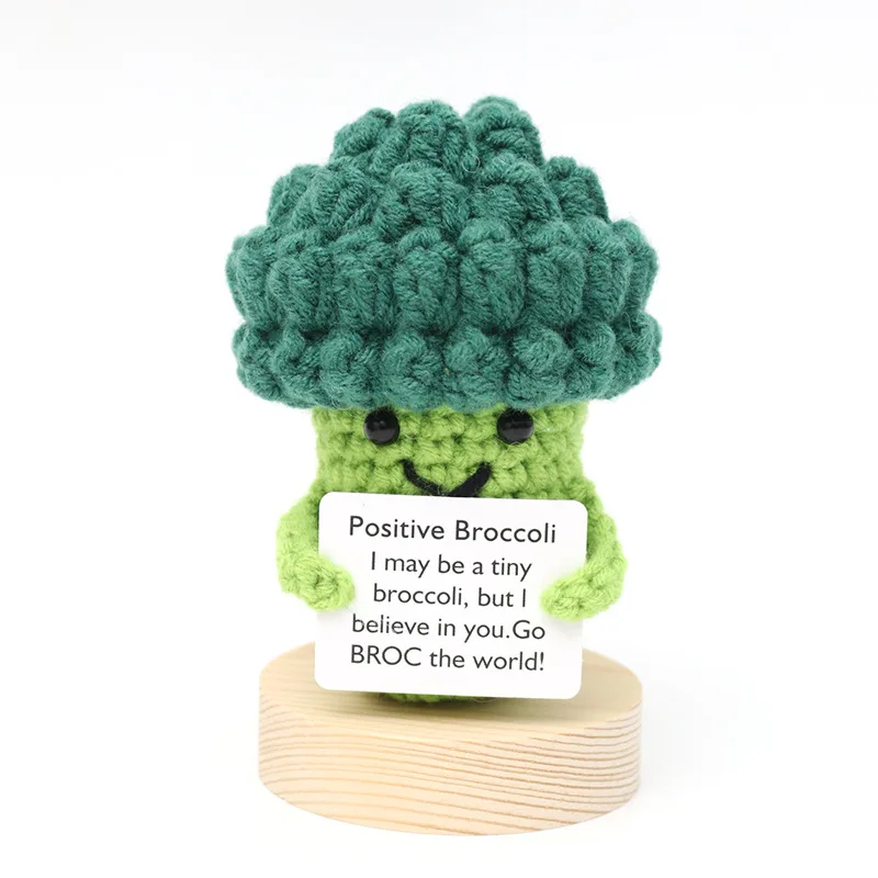 Handmade Emotional Support Funny spoof Crochet Dolls Pickled Cucumber Potato with Positive Card Crochet Clasp Gifts