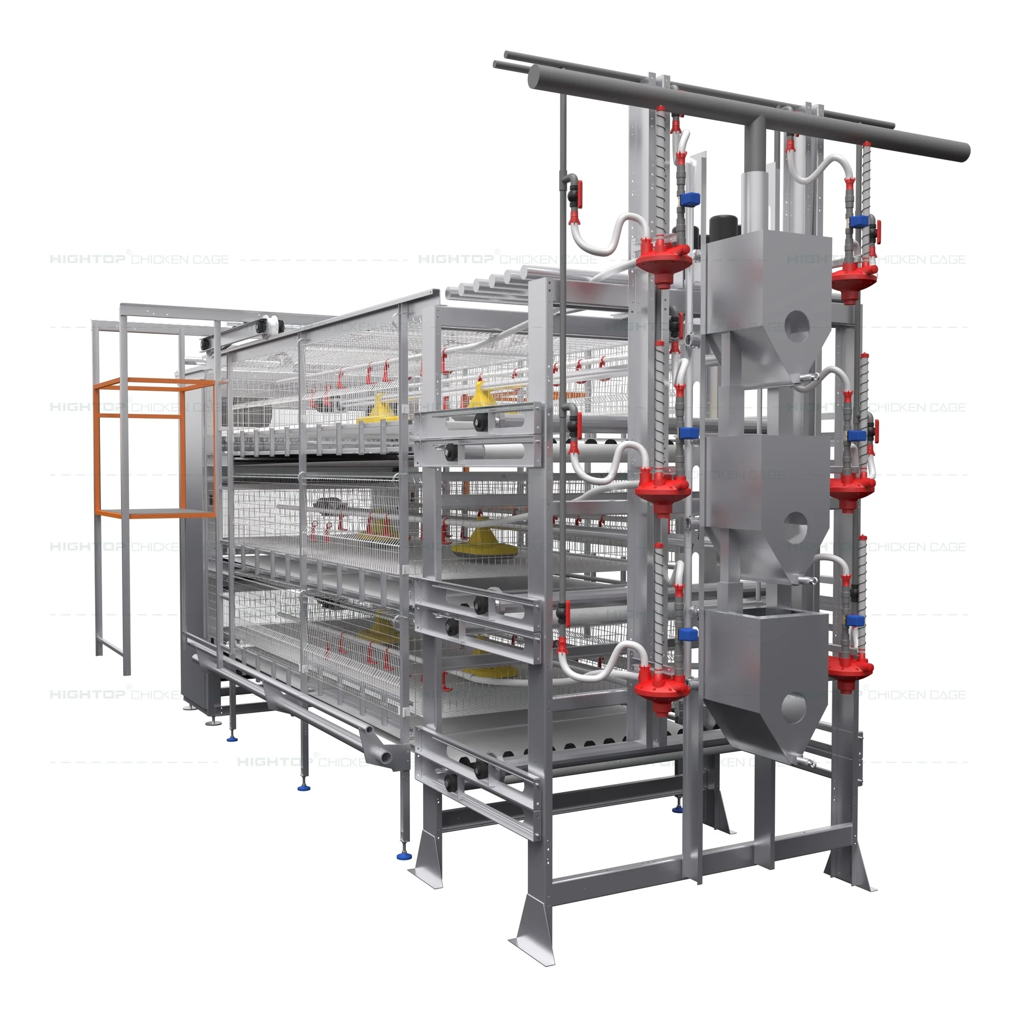 Chain Type H Shape Automatic Harvesting Poultry Farm Easy Cleaning Galvanized Steel Chicken Net Broiler Cage for Chicken