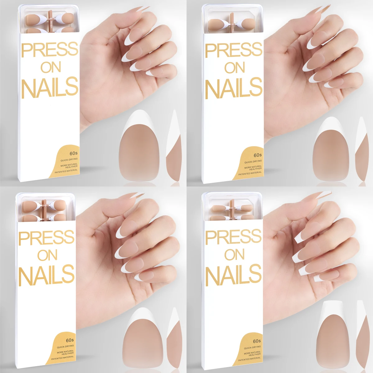 Nail Salon Hot Selling New Almond Nail Full Set French Short Art Patch Wholesale Trapezoidal Extended Art Nail Slices