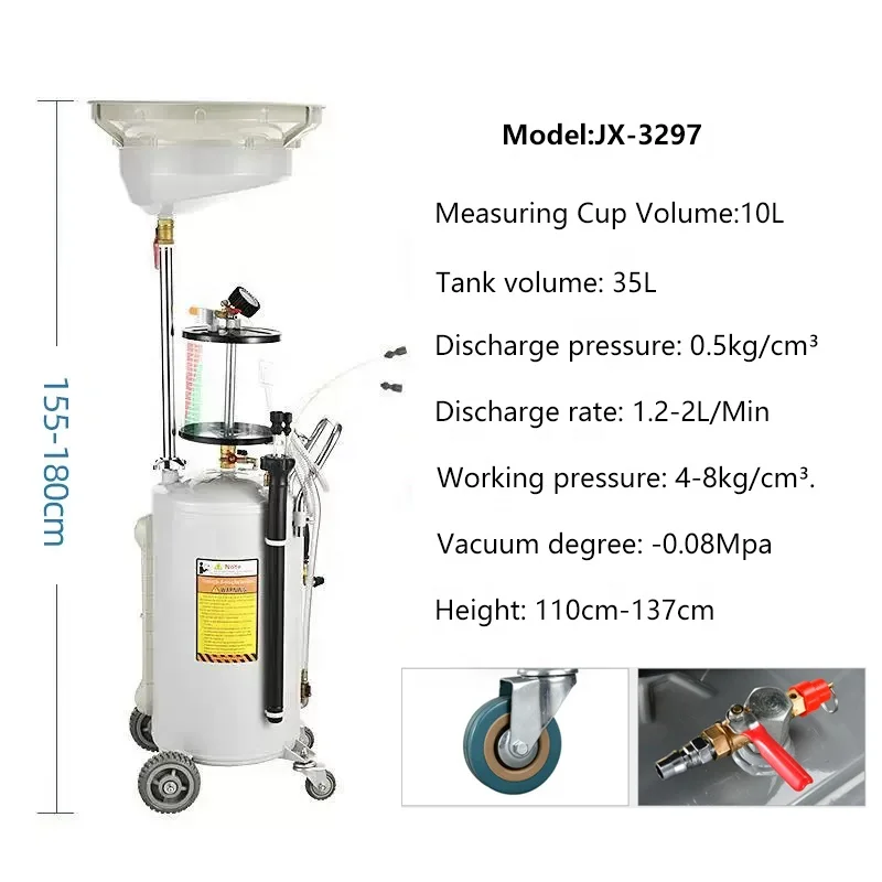 35L 70L 80L 100L Car air pneumatic waste engine car oil filter drain collector auto oil extractor suction machine with pan