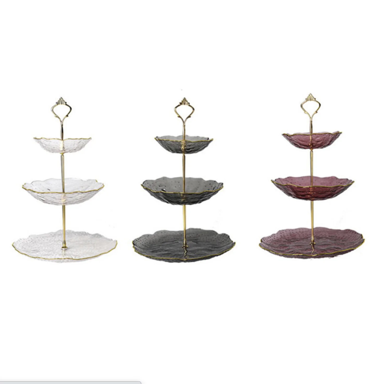 Fruit Decorative Fruit Tempered Glass 3 Tier Party or Wedding Decorative dessert Stand Fruit Decoration Tray