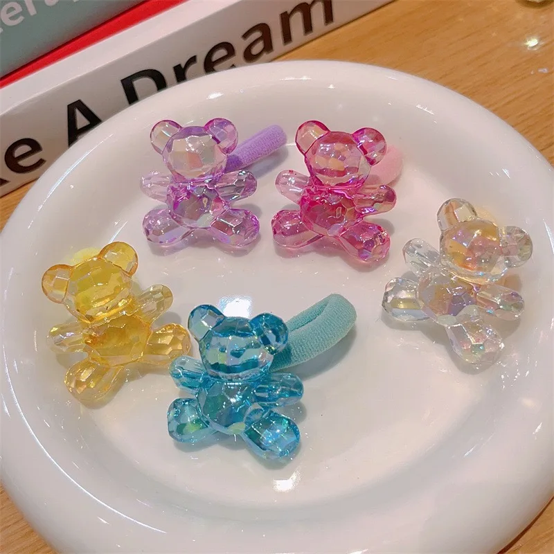 Wholesale korean style children hair accessories colorful berg crystal Hair rope for children