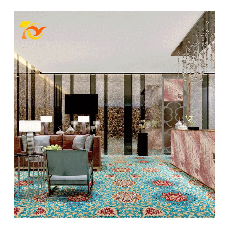 Hotel Equipment Wall To Wall 100% Nylon Printing Carpet Hotel  Living Room  Iranain  Floor Tiles Carpet Easy Install